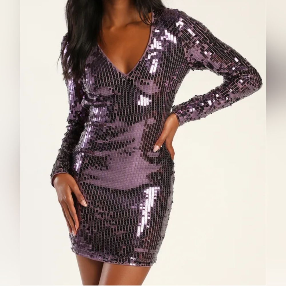 Bodycon Slimming NWT Purple sequin bodycon dress